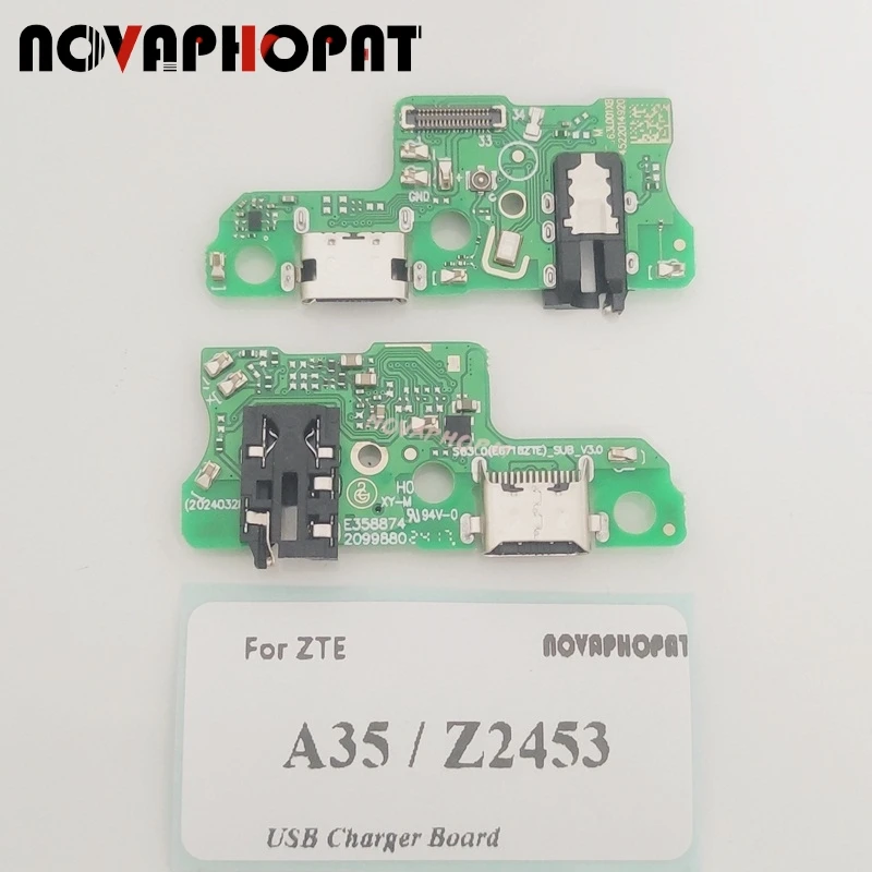 For ZTE Blade  A35 Z2453 USB Dock Charger Port Headphone Audio Jack MIC Microphone Flex Cable Fast Charging Board With IC