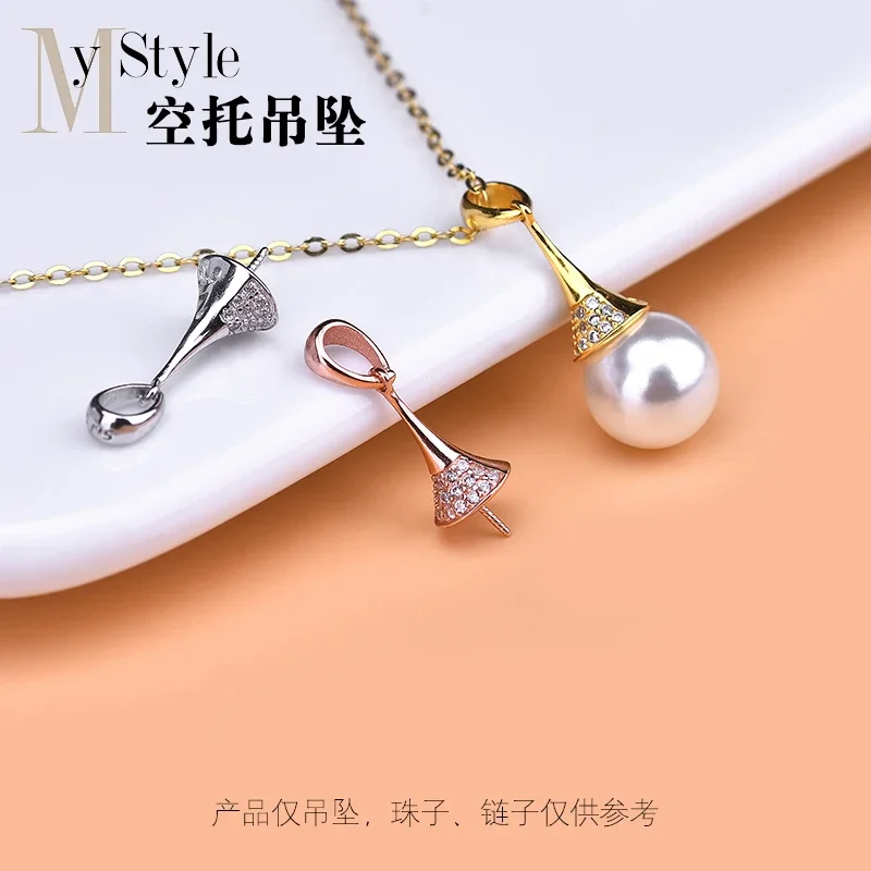 

Zircon inlaid Pendant 925 Sterling Silver receptacle Necklace Bracelet buckle pendant handmade DIY material Pendant