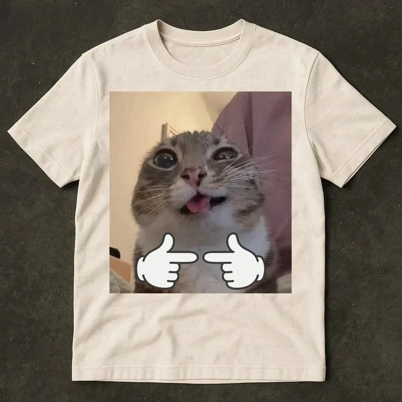 Camiseta con estampado divertido de gato para mujer, Top de verano con cuello redondo, camiseta de manga corta para mujer, ropa informal suave