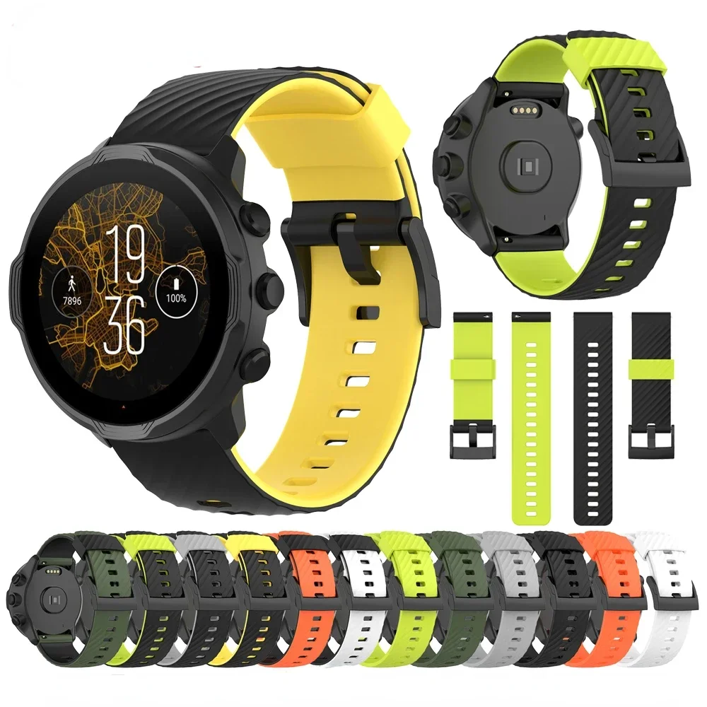 

24mm Silicone Watch Straps for Suunto 9 D5 Spartan Sport Smart Wrist Band Replacement correa For Suunto 7