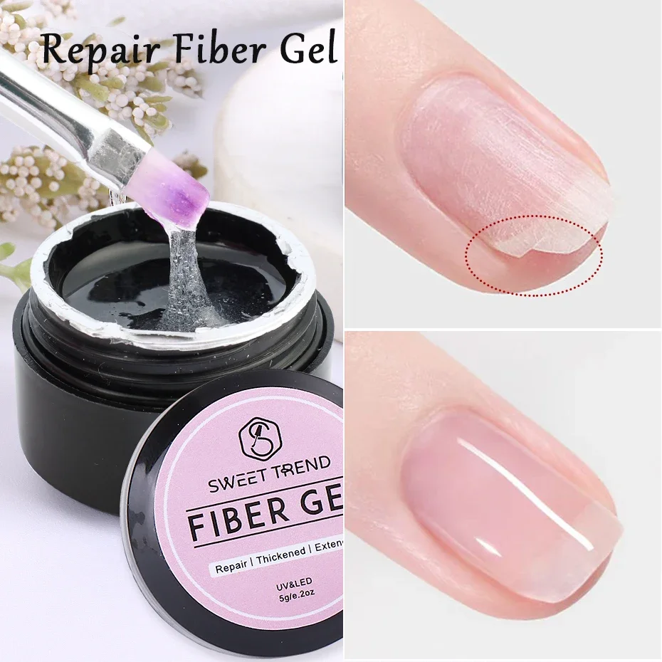 

2pcs 5g Fiber Repaired Gel Nail Polish Repair For Broken Thicken Thin Nail Quick Extensio Building Soak Off UV Gel Manicure Tool