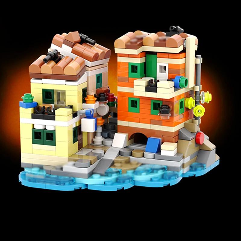 Modelo City Street View, ladrillos de construcción MOC, residencia de la ciudad costera, tecnología Modular, regalos, vacaciones, montar, juguetes para niños, traje