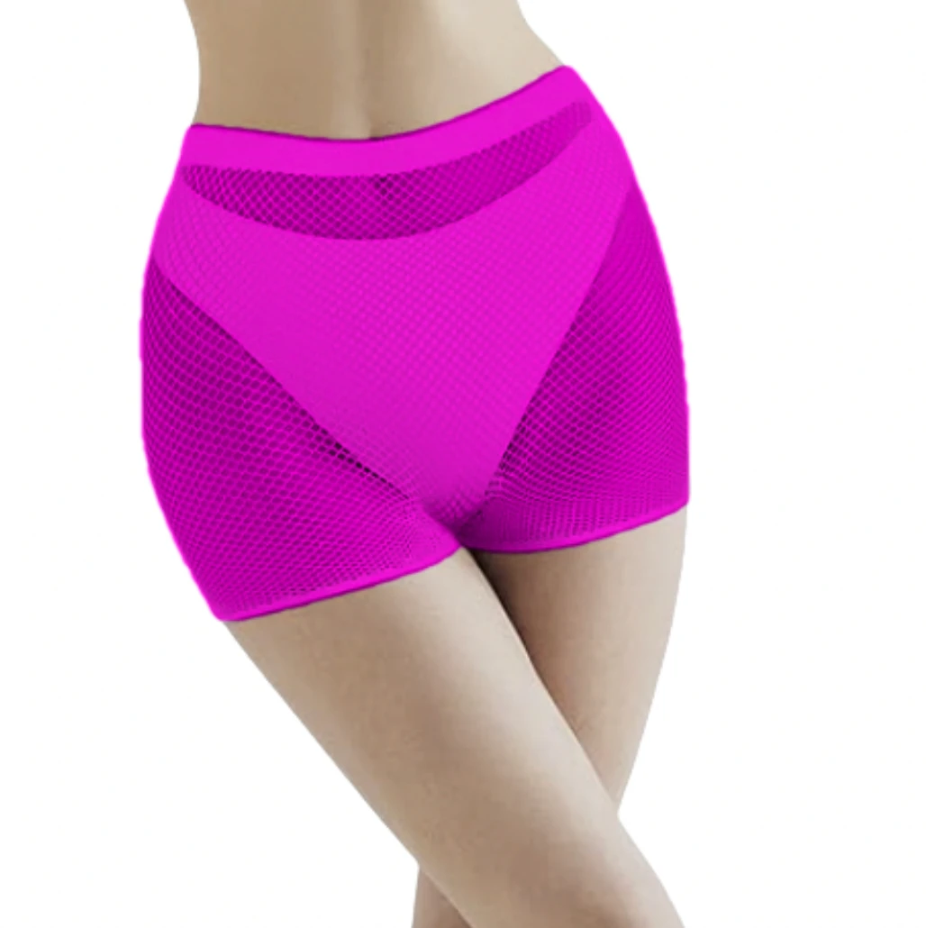 Kleurrijke korte panty's Ademend transparant damesondergoed Visnet Biker Kleine mesh korte panty