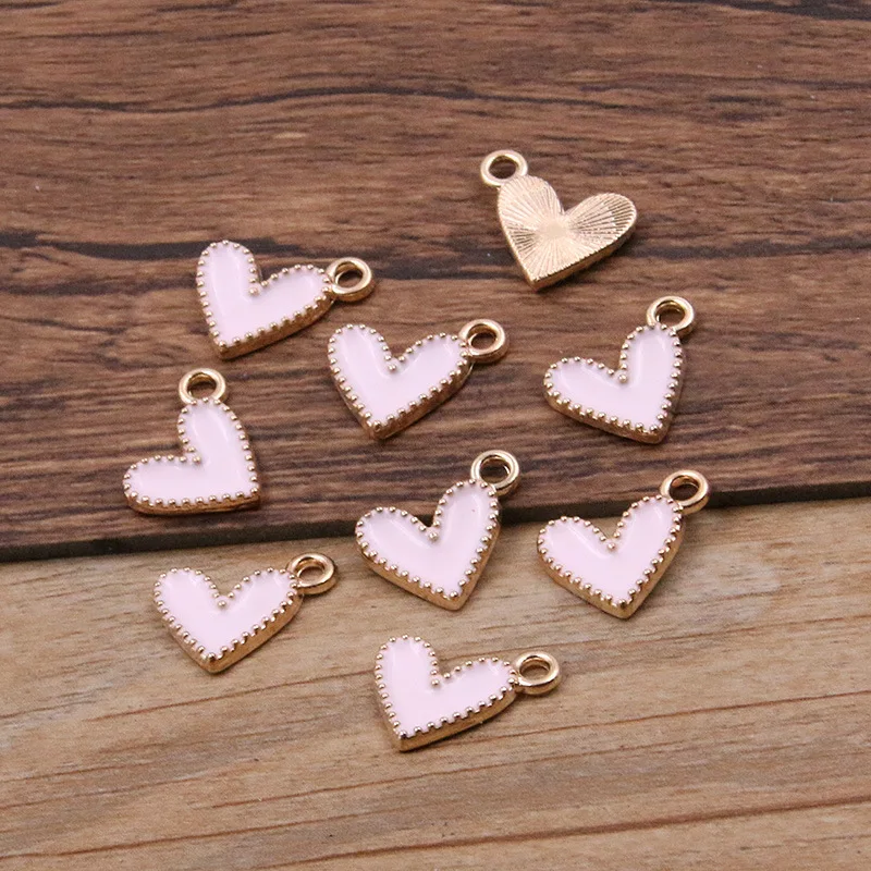 50 Stuks 9x10mm Kleurrijke Legering Hart Charms Leuke Liefde Emaille Hanger Voor DIY Armband Kettingen Oorbel sieraden Maken Accessoires