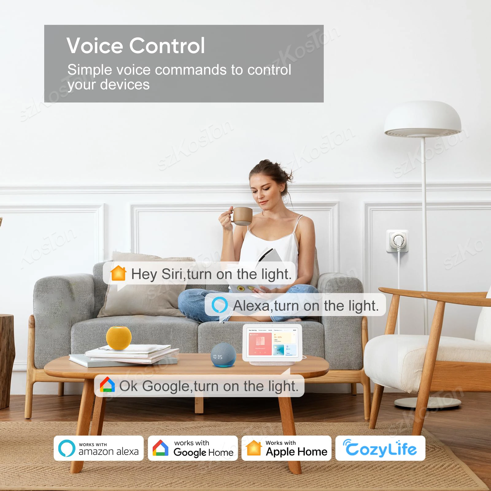 EU WiFi Smart Plug for HomeKit Siri Voice Control 16A Smart Socket with Power Monitor Works with Alexa Google CozyLife App