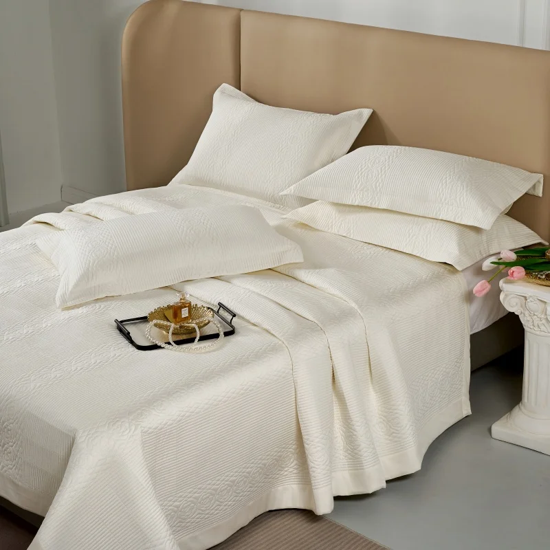 

1000TC Egyptian Cotton Quilted Embossed Bedspread, Queen King Size, Bed Cover, Mattress Topper Coverlet, Bed Sheet, Pillowcases