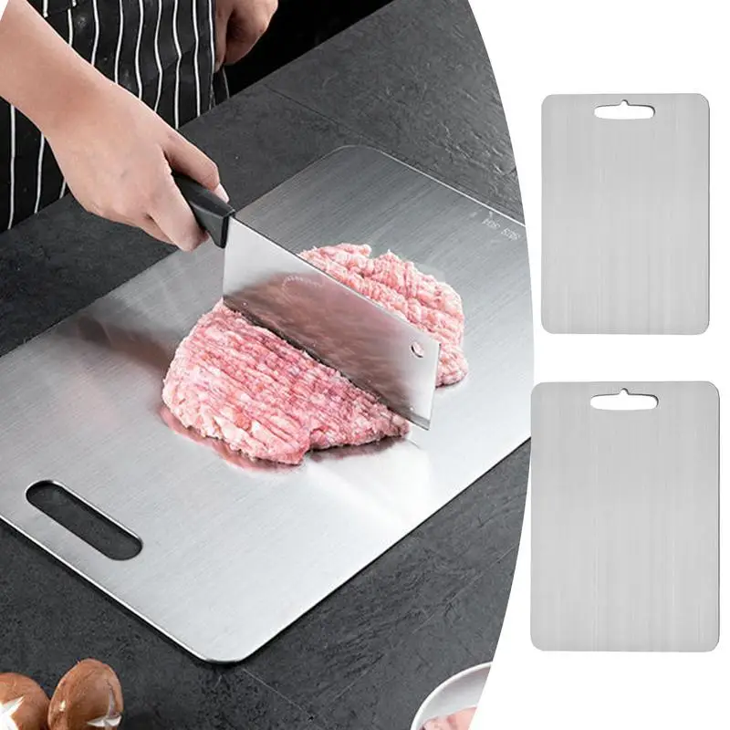 Cutting Boards For Kitchen Heavy Duty Kitchen Board Stainless Steel Cut Board Large Cutting Board Double Sided Non-Slip Chopping