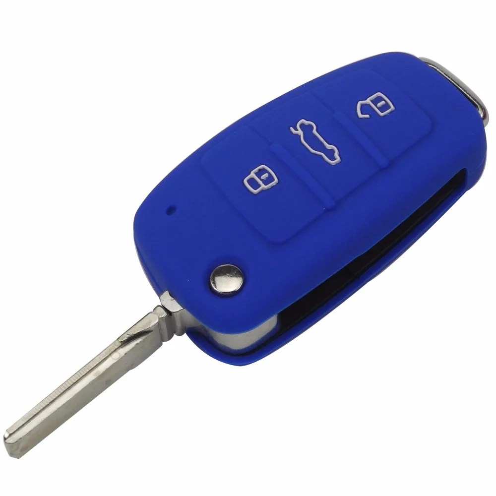 jingyuqin 3 Buttons Car Silicone Key Cover Styling Case Cover Fob Shell For Audi A1 A3 Q3 Q7 R8 A6L TT Key Case Four Car Styling