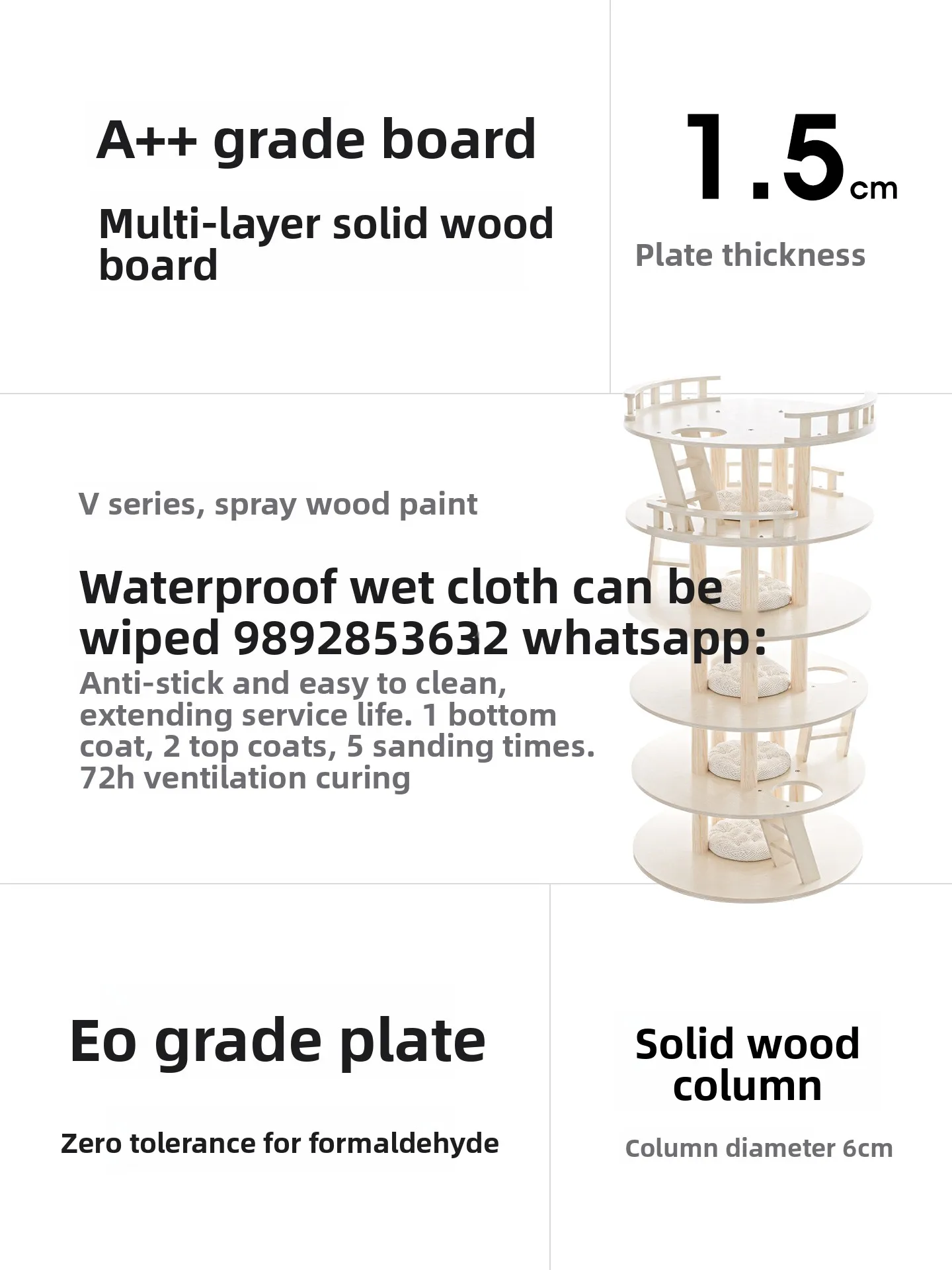 LYY Honey Pot Cat Climbing Frame Cat House Tree Integrated Multi-layer Solid Wood  Frame Villa Painted Surface