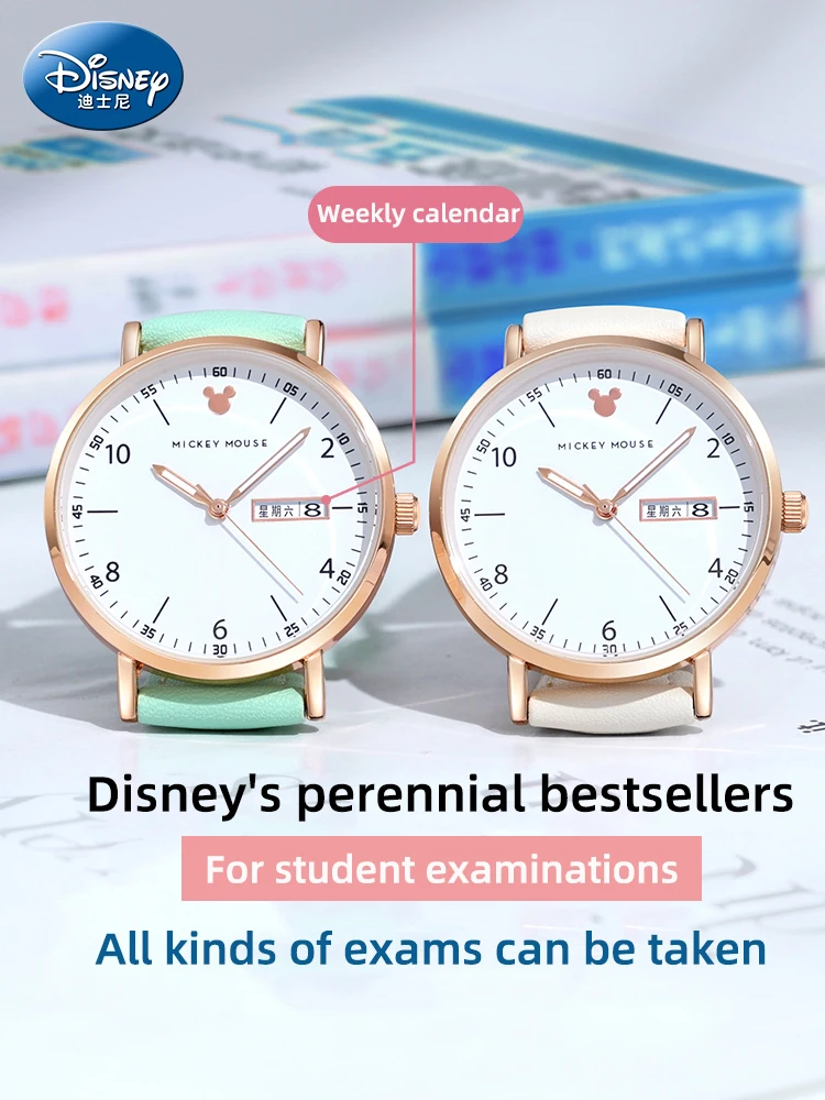 ساعة فحص خاصة للفتيات من ديزني، ساعة يد كوارتز عصرية، تاريخ الأسبوع، عقارب مضيئة، ساعات نسائية عصرية على شكل نجوم السماء للنساء