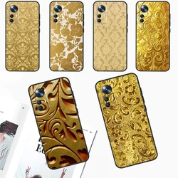 Gold Floral Pattern Case For POCO X6 Pro M6 X3 X5 F3 F5 M5s Xiaomi 13 14 Ultra 12 Lite 11T 12T 13T Pro Cover