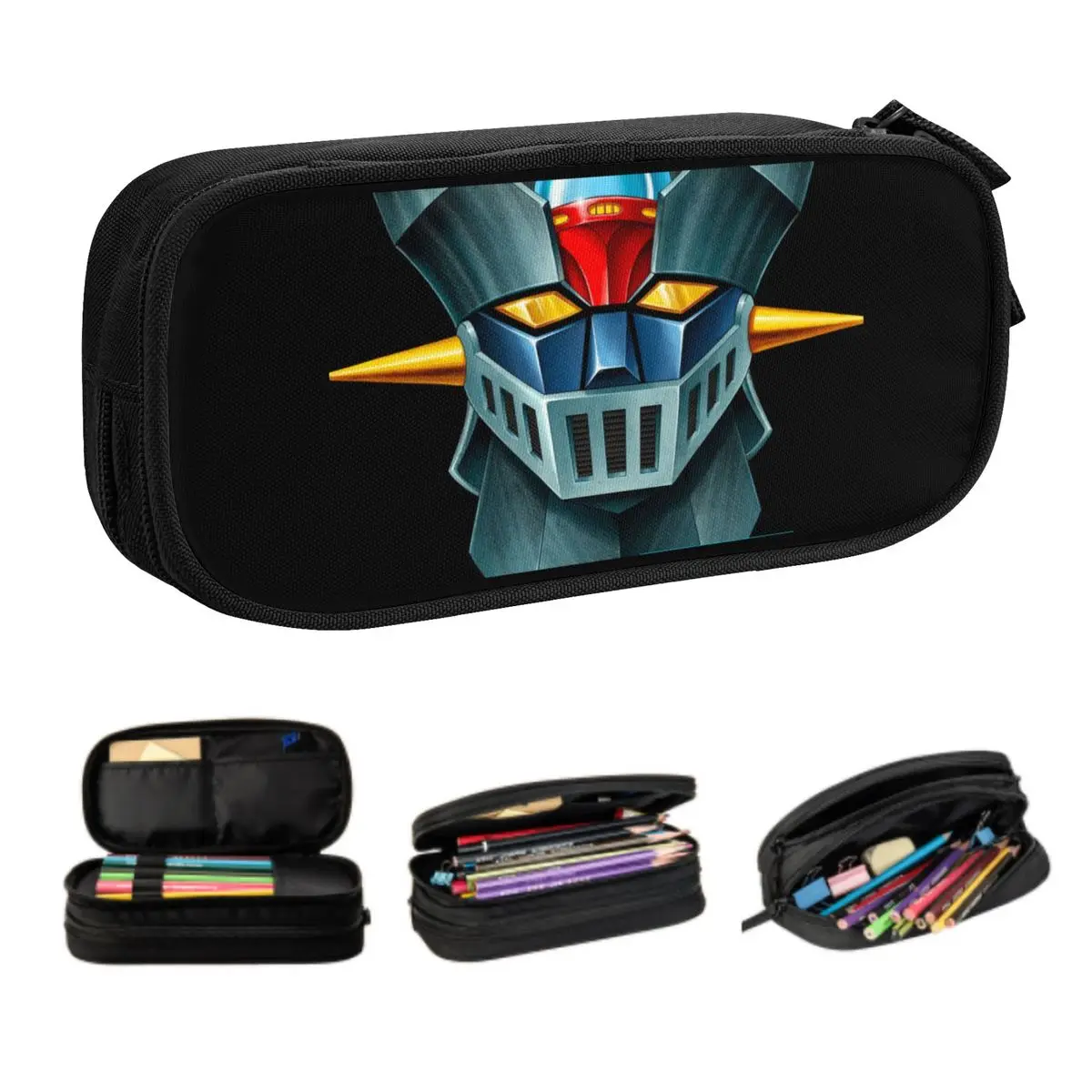 Custom UFO Robot Mazinger Z Korean Pencil Case Girls Boys Large Storage Anime Pencil Bag Pouch Students Stationery