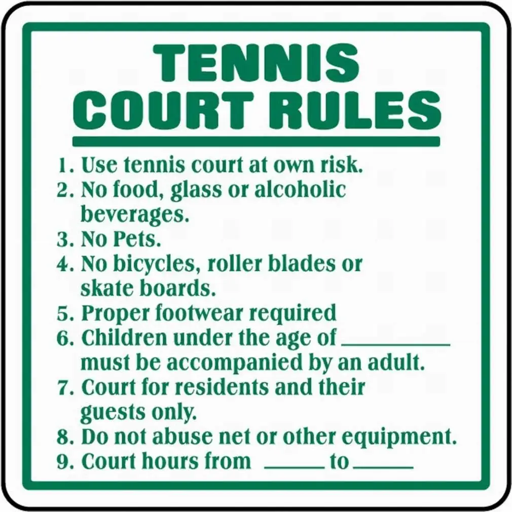 Agedsign Warning Sign Safety Sign 12x12 Tennis Court Rules Sign Notice Sign Caution Tin Sign