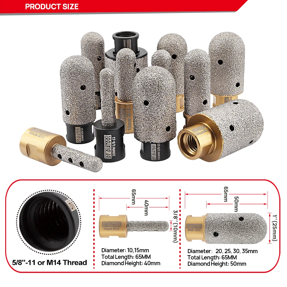 Dt-diatool-ダイヤモンドフライス盤ビット、10-35mm、58、m14、m14、タイル、石、カウンタートップ、拡大、研削、木材、セラミック、磁器、大理石、花崗岩