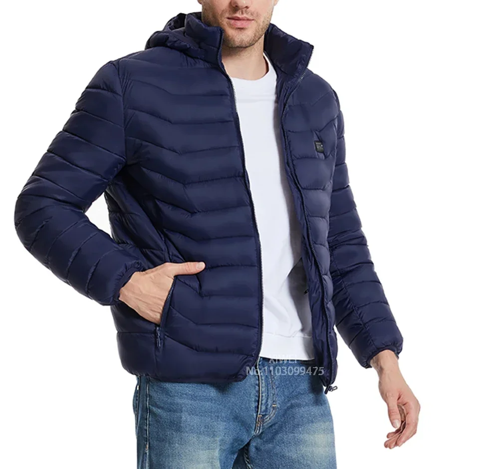 Selbstheizende Jacke, Unisex, beheizte Daunenjacke, thermische Baumwollkleidung, für Jagd, Wandern, Camping, Skifahren, Schnee, beheizter Mantel, 2-25 Heizzonen. – Detail 22