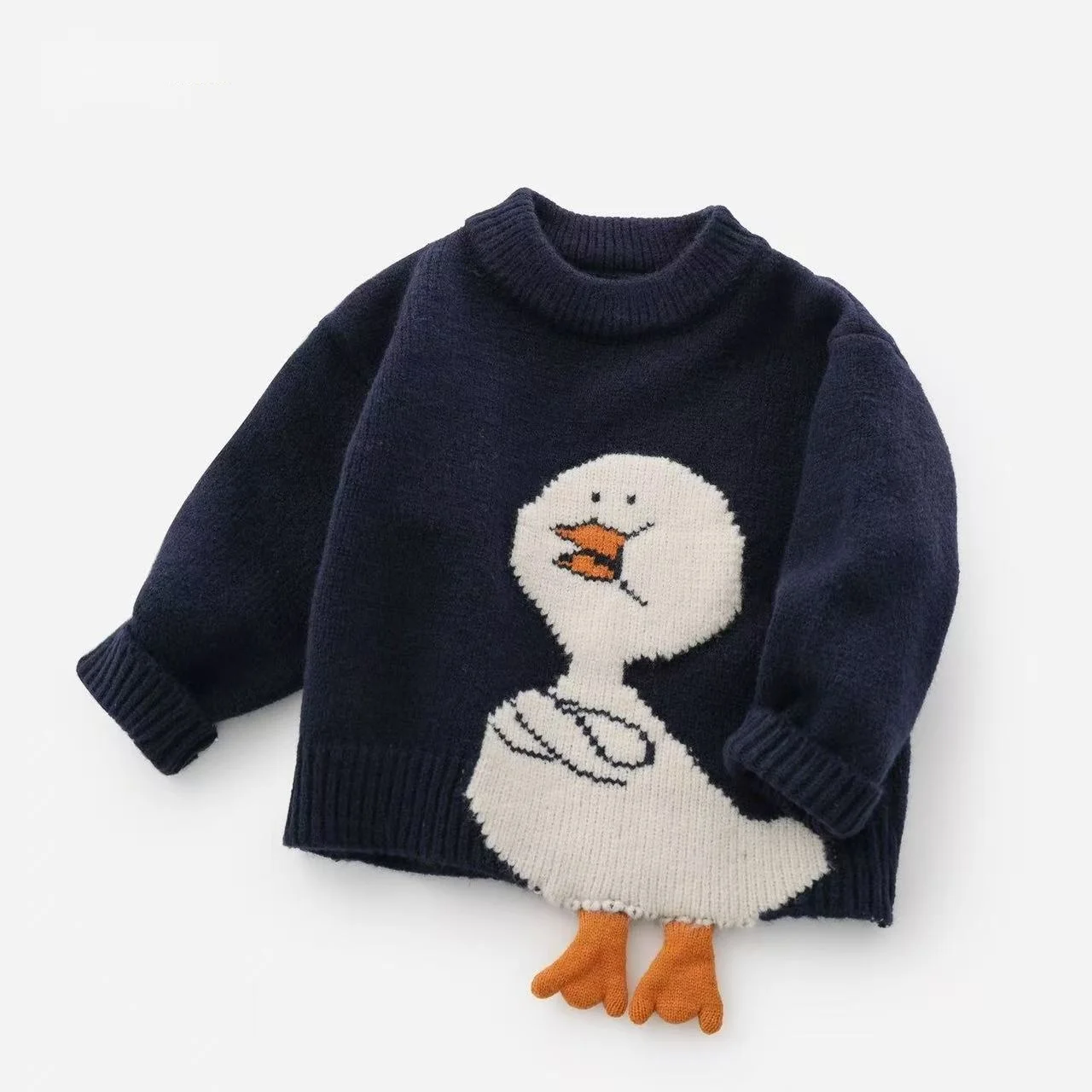 Children's Sweater 2026 Autumn/Winter New Thick Cute Cartoon Boys and Girls' Knitted Top 1 3 5 7 8Y
