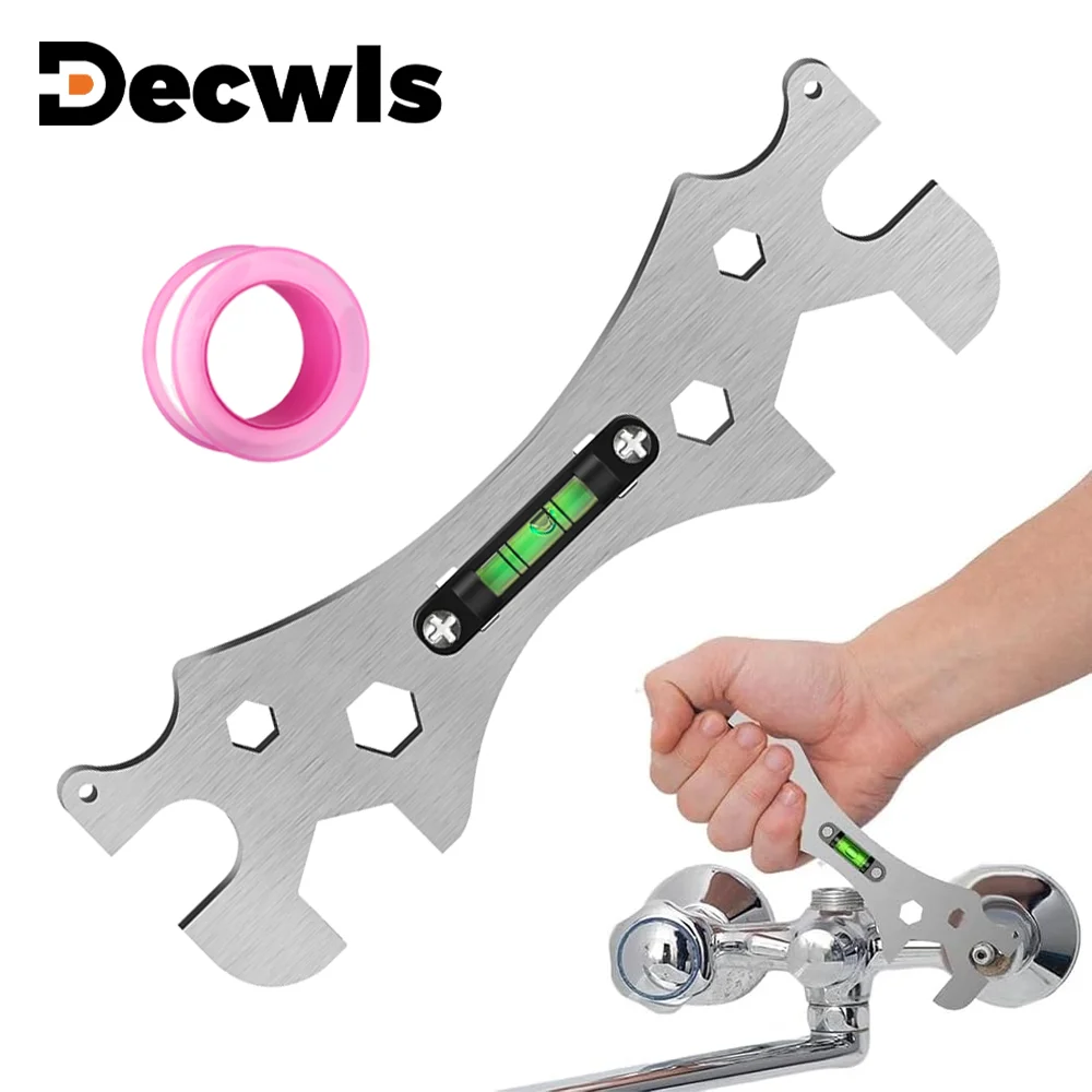 Schraubenschlüssel-Nivellierwerkzeug, Wasserhahnschlüssel, Duschschlüssel, Duschschlüssel, Rohrschlüssel, Multifunktions-Wasserwaagenschlüssel, Haushalts-Nivellierwerkzeug. 8 mm-10 mm-12 mm-14 mm-17