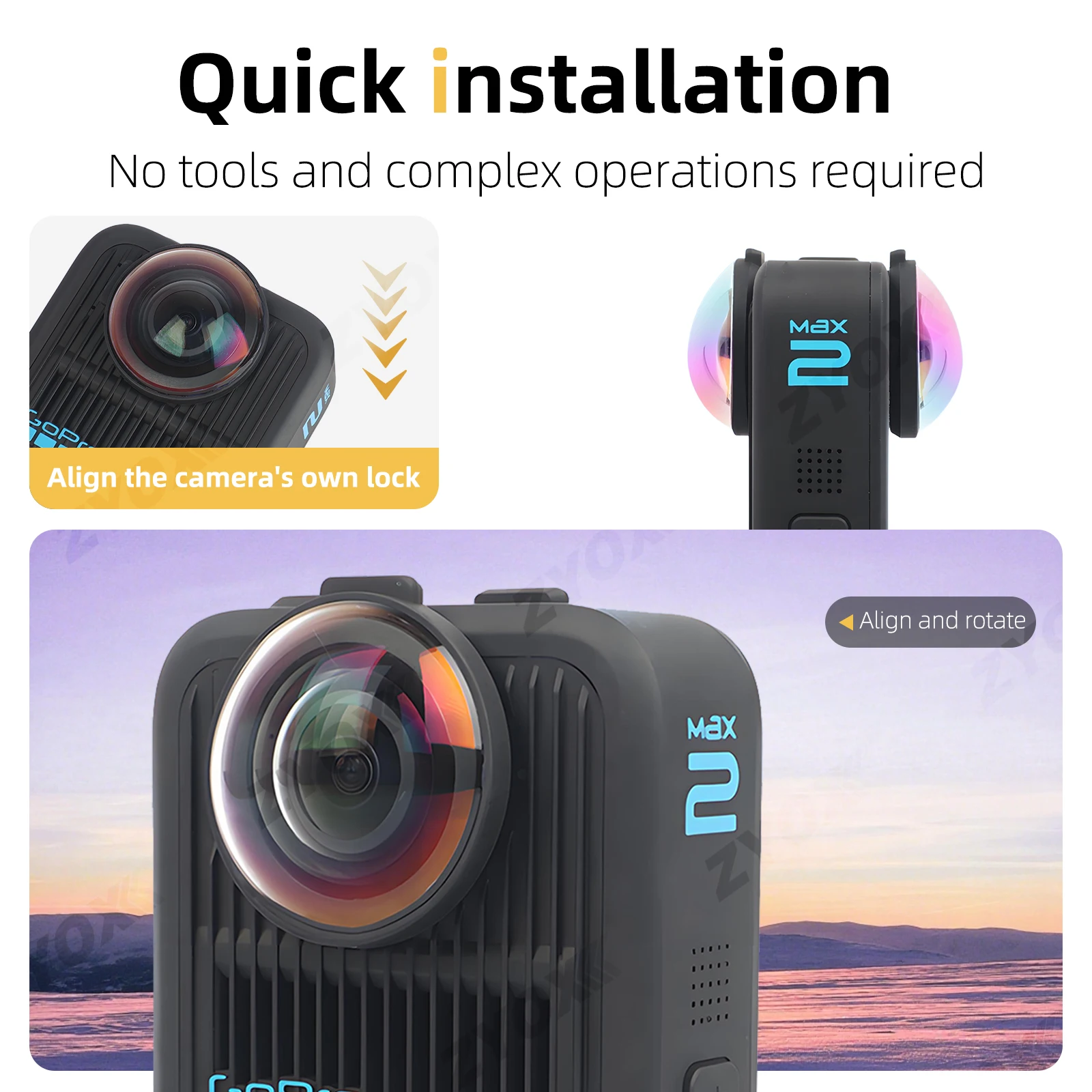 Protetores de lente para GoPro MAX 2, protetor de lente de vidro óptico premium resistente a arranhões, para acessórios de câmera GoPro MAX2