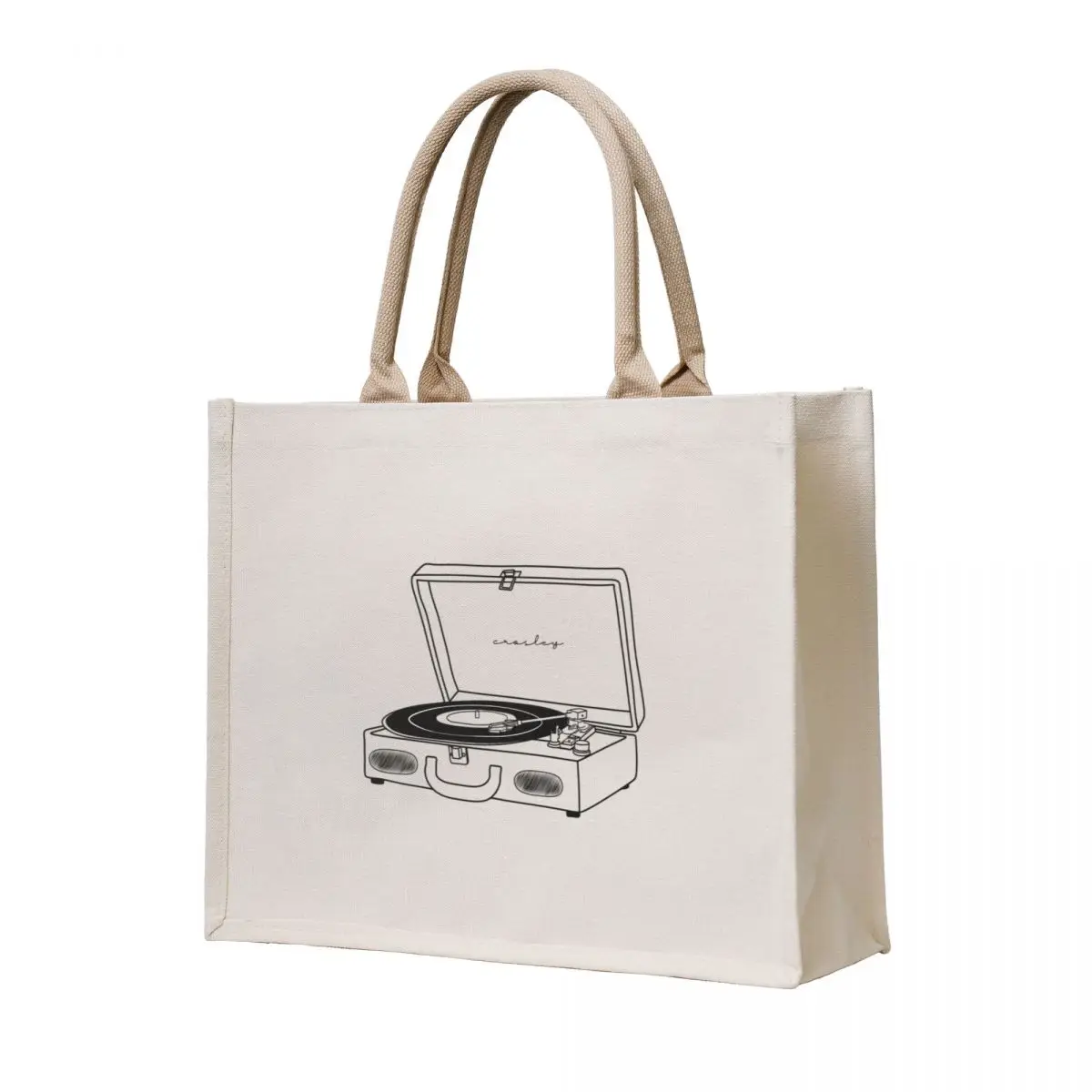

Vintage Record Player - Black and White Tote Bag custom canvas bag large size bags tote bag