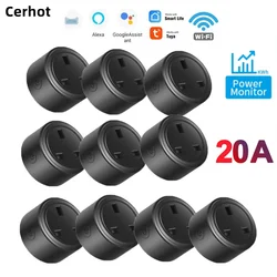 Cerhot Tuya WiFi Smart Socket UK Plug 3pin Adapter Home Alexa Voice Control With Energy Monitering Timer Function Power Outlet