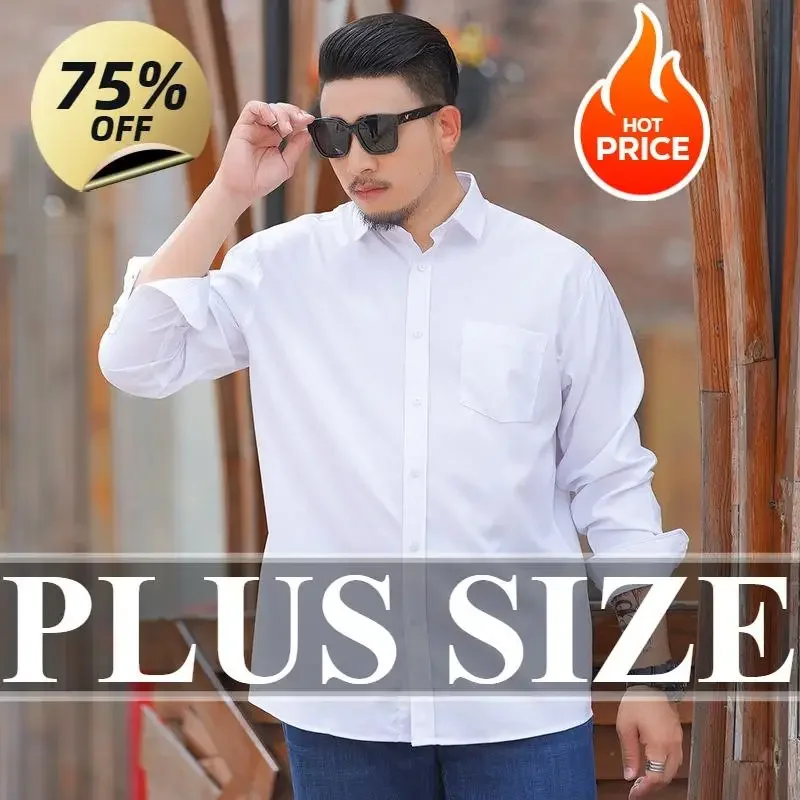 

Plus Size Men's Casual Business Shirt Solid Color Long-Sleeved Formal Shirt Male Large Size Clothing L-10XL