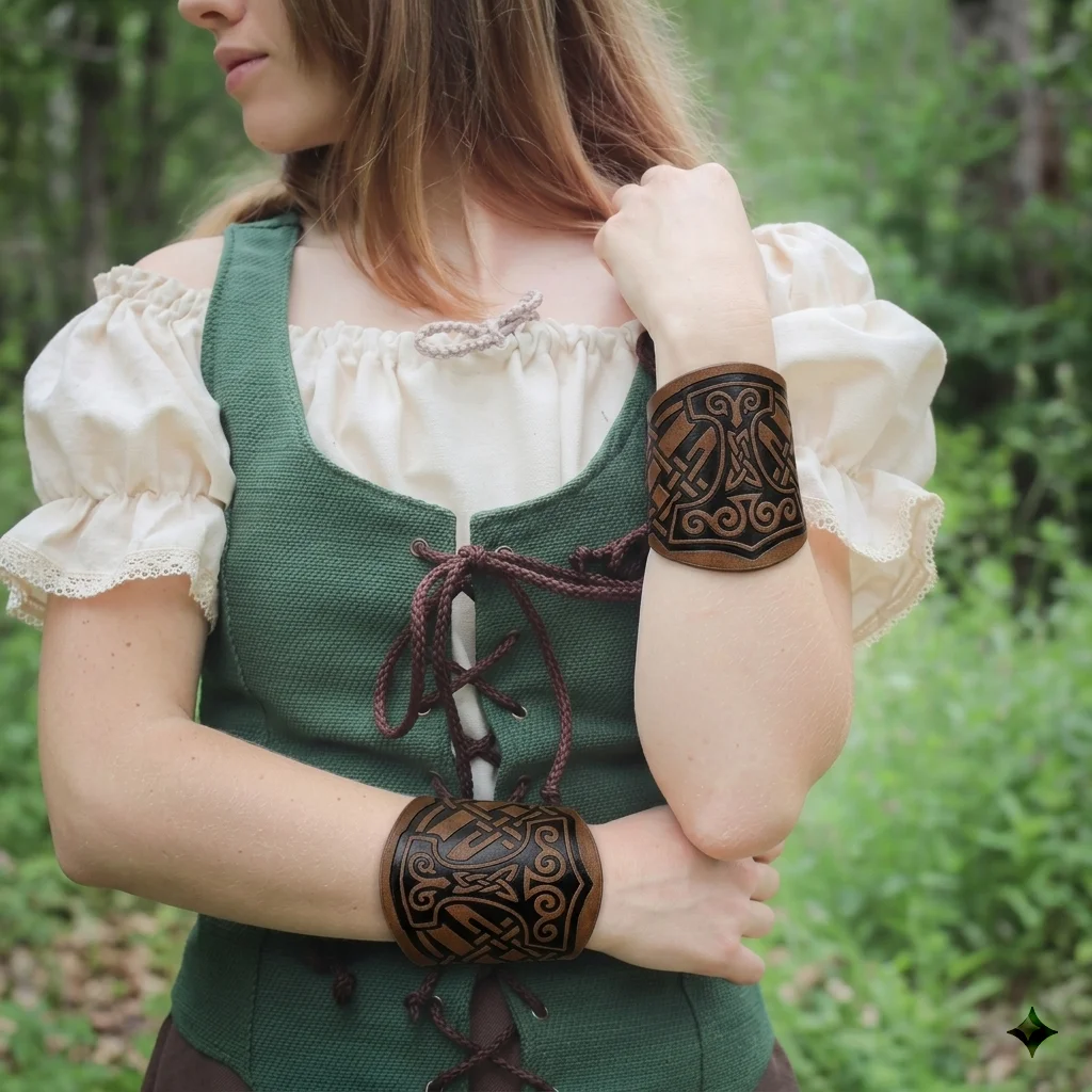 2PCS Medieval Viking Celtic Knot Pattern Arm Warmers Gloves Pirate Knight Gauntlet Wristband Bracers Unisex Cosplay Props Renaissance Costume Accessories