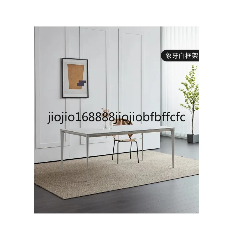 Suitable For Rock Slab Dining Table Minimalist Small Apartment Nordic Rectangular Aluminum Alloy Household Table