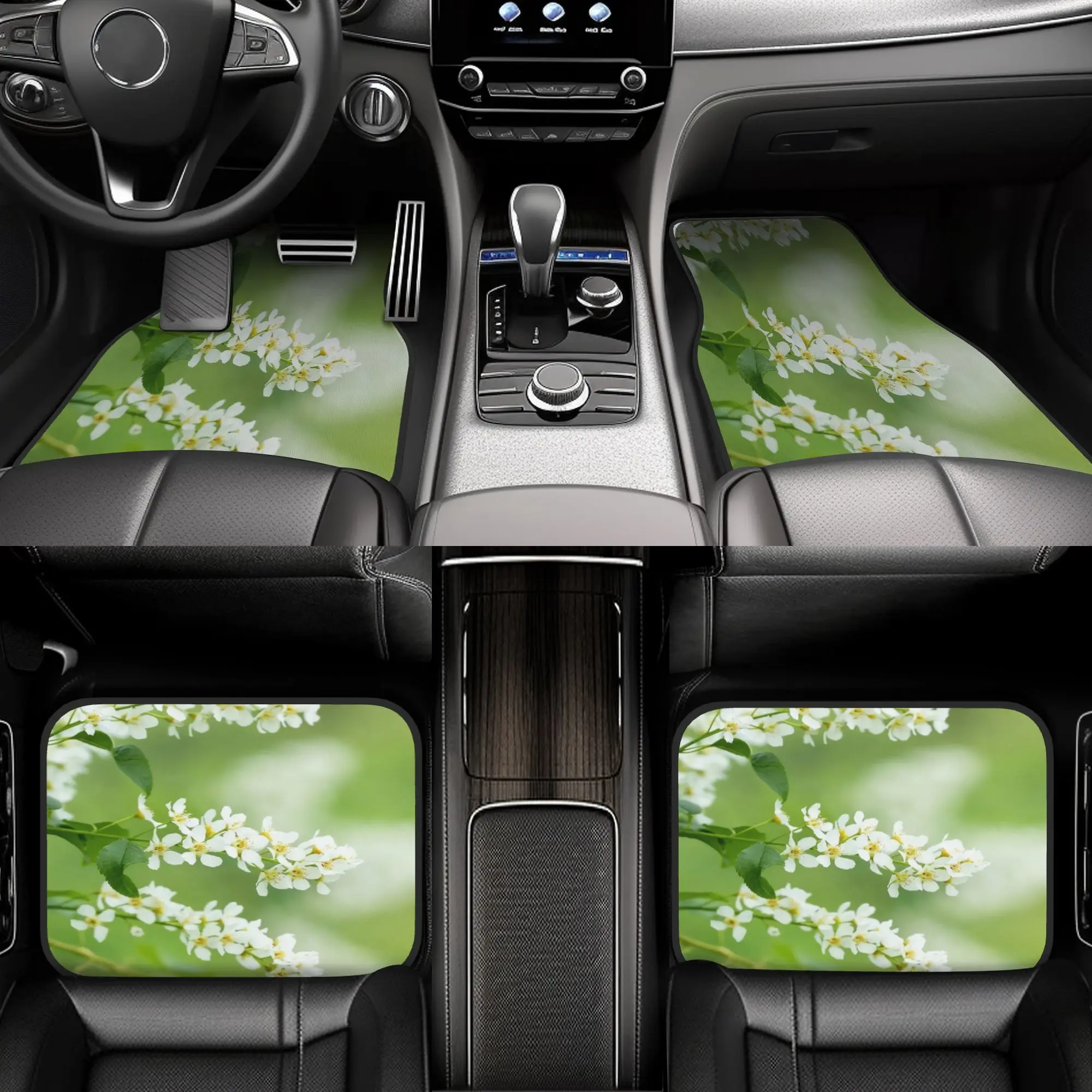 4pcs Cherry Blossoms In Spring Car Floor Mats, Durable, Fit For Cars, Ideal Gift, Vehicle Interior Mats, Playful Design, Durable