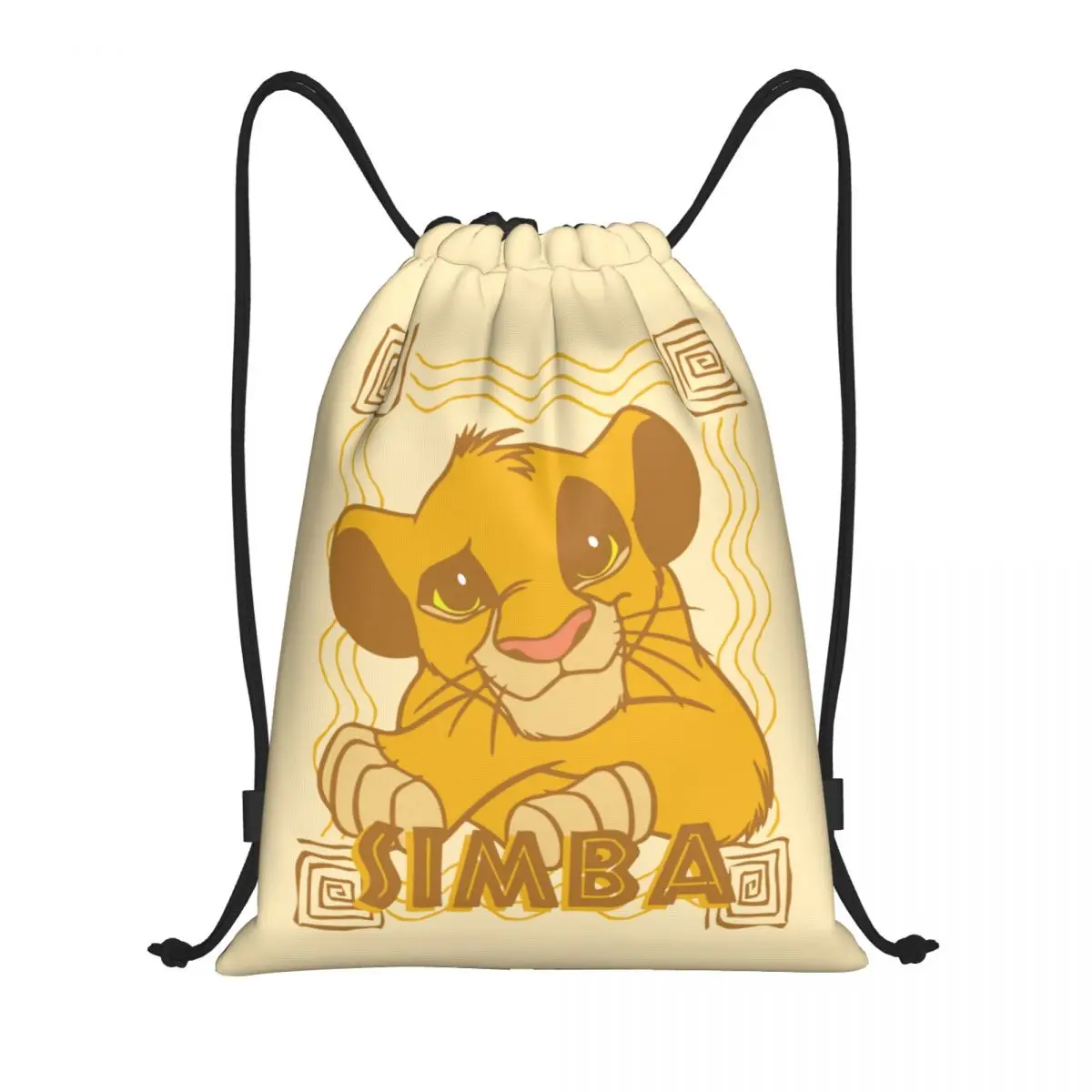 Simba Cub The Lion King Mochila com cordão Bolsa esportiva para ginástica Mochila com cordão de desenho animado para ioga