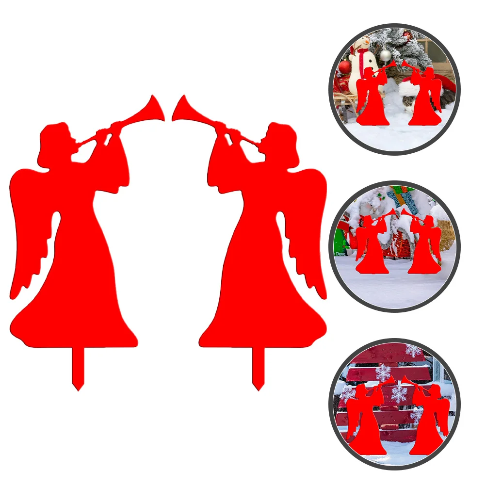 

2Pcs Christmas Angel Garden Stake Signs Durable Acrylic Outdoor Yard Ornament Ground Inserted Lawn Decoration Unique Design