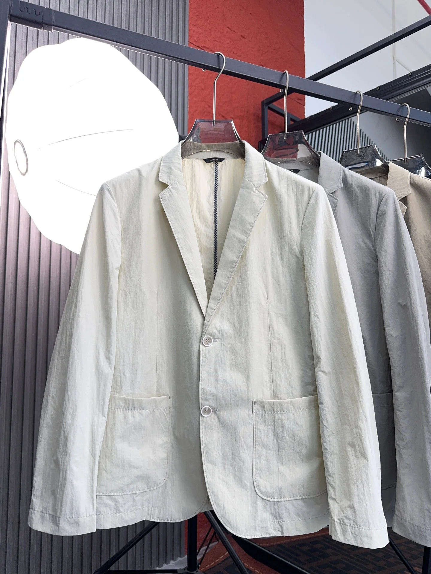 Casual Lightweight Plain Collar Men's Suit Spring Summer Commute Casual Wear Standard Fit Nylon Blend Sun Protection