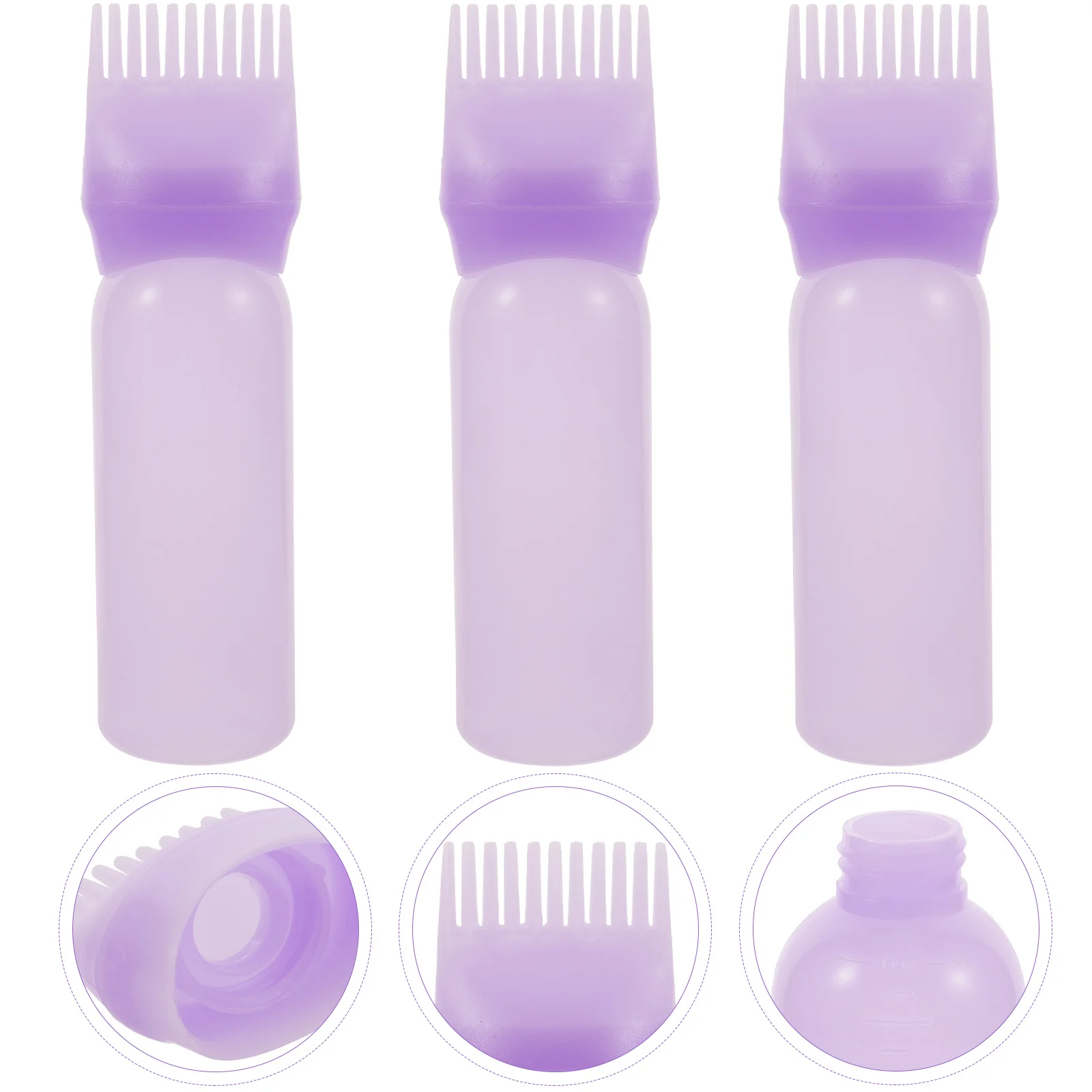 

3 Pcs Medicine Bottle Hair Oil Applicator for Essential Plastic Color Root Comb