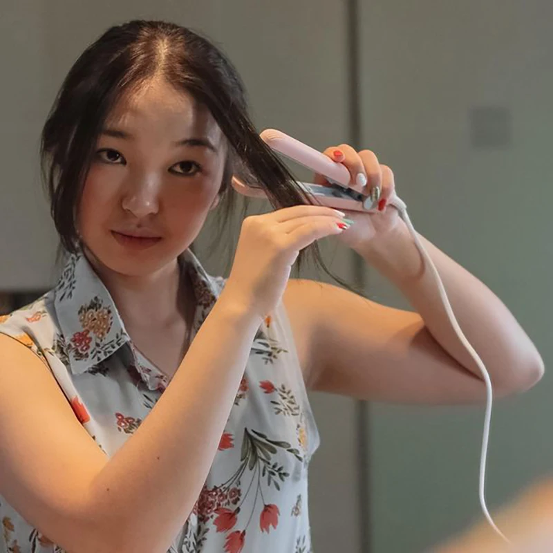 ENCHEN 미니 헤어 스트레이트너 플랫 아이언, 즉시 가열 컬링, 건식 및 습식 이중 화상 방지 스타일링 도구, 160 °C-180 °C