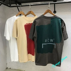 Newest Men Women Streetwear T Shirt Industrial Style Color Block Paint Graffiti T-Shirt ACW Top Tee