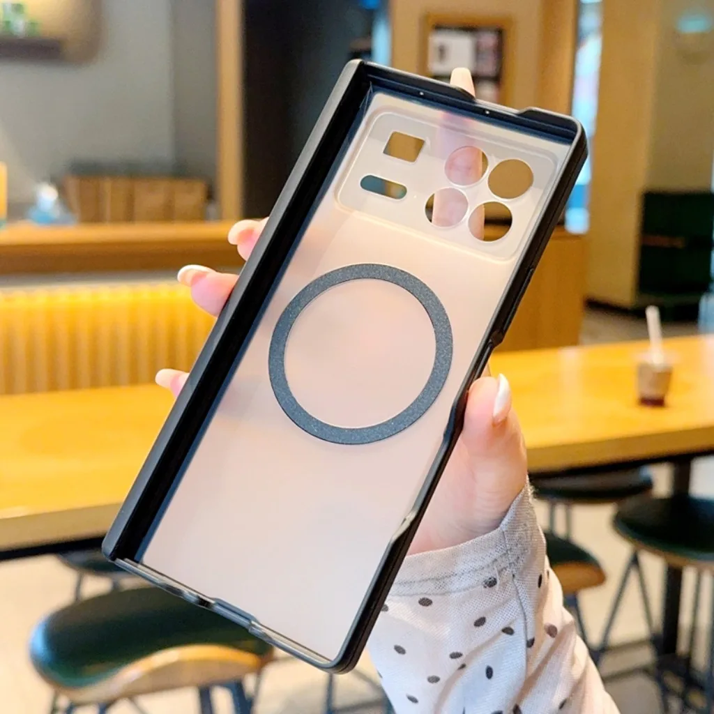 Matte Translucent Magnetic Phone Case For Xiaomi Mix Fold 4 3 Full Hinge Protection Wireless Charging Shockproof Cover view 4