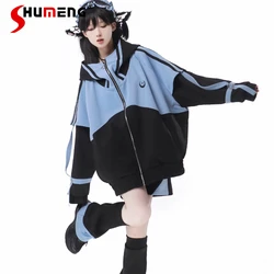 Japanese Rojita Style Blue Black Design Mine Mass-Produced Sports Suit Jacket Short Pants Long-Sleeved Sweatshirt Kawaii Clothes