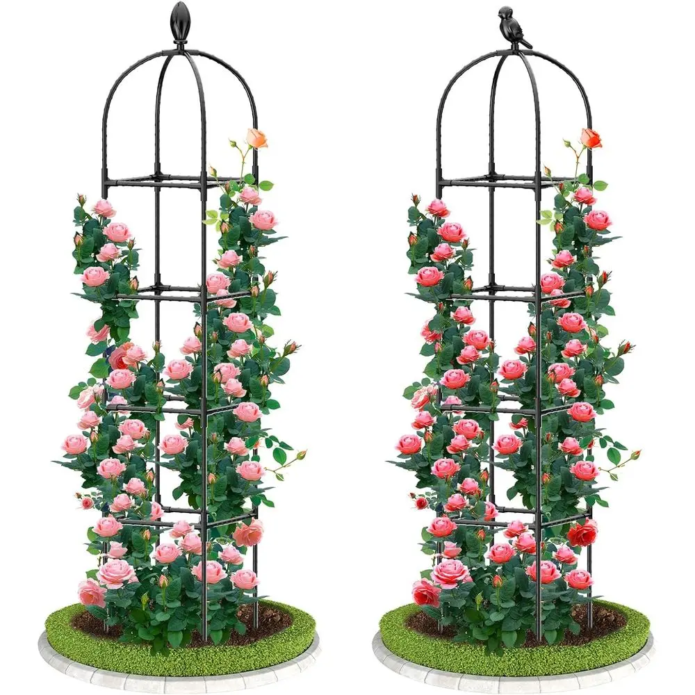 2 Pack 70 Tall Metal-Coated Plastic Garden Trellis for Climbing Plants - Rust-Resistant Outdoor/Indoor