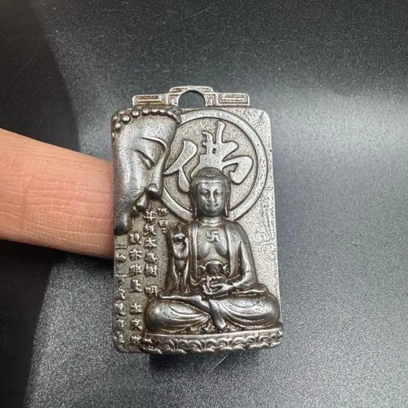 

Antique carving Tibetan esoteric Buddhist artifacts Tian Tie Vairocana Buddha tablet amulets hanging ornaments