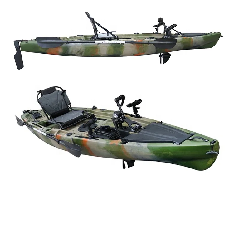 Fishing Kano Custom Logo Printed 3 Years VK Lakes Paddle LLDPE Material Single Canoe Pedal Kayak Plastic Newest 12ft