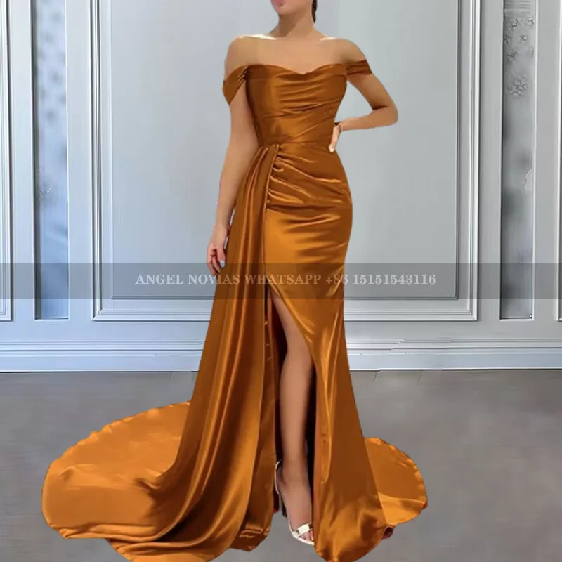 Customized Mermaid Burnt Orange Bridesmaid Dresses with Side Skirt Corset Bride Maids Gowns vestidos de fiestas elegantes muje