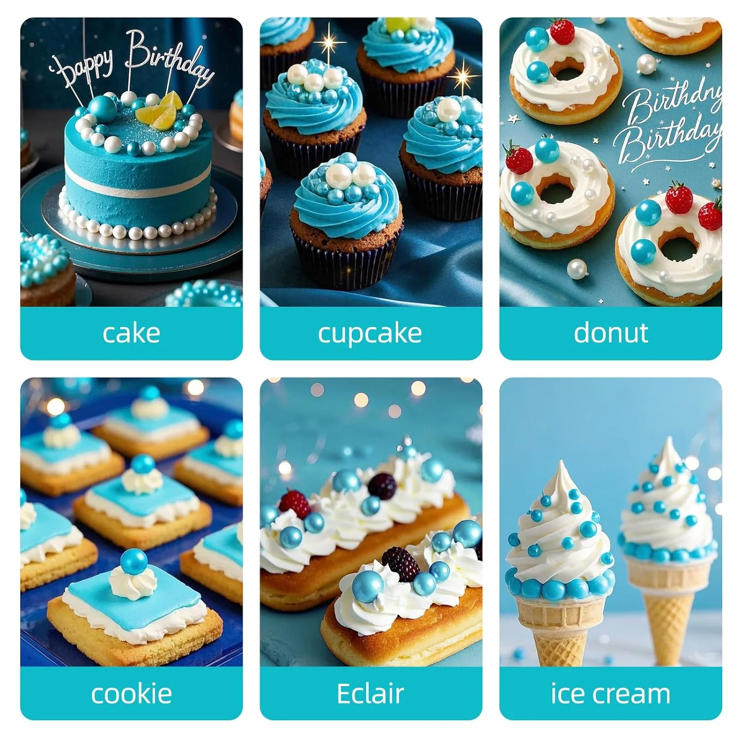 Bunte Perlenstreusel, Kuchendekoration, verschiedene Größen zum Backen von Kuchen, Cupcakes, Keksen – Muttertags- und Geburtstagsparty-Zubehör, 130 g/4,58 Unzen – Detail 8