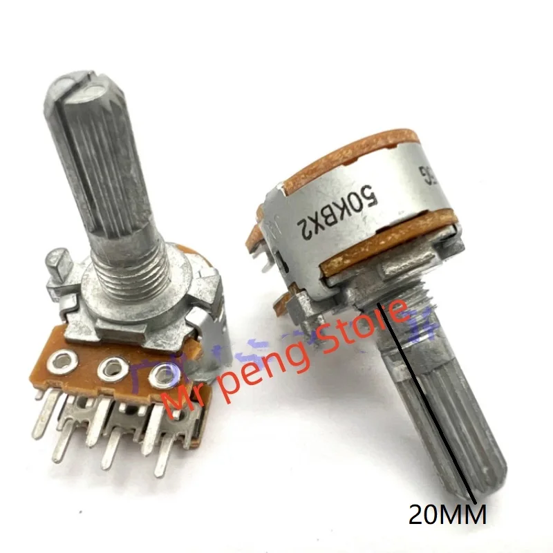 

2pcs for ALPS RK16 dual Potentiometer B50K×2 axis length 20mm serrated