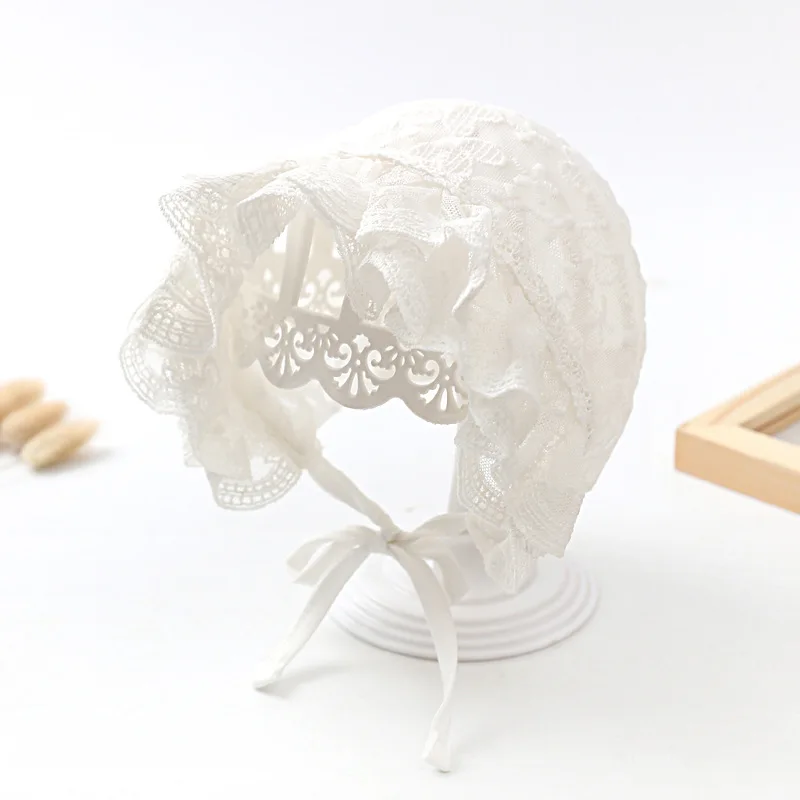 Chapeau d'été en dentelle pour filles, bonnet à fleurs pour bébés, accessoires de photographie pour nourrissons, 3-12M