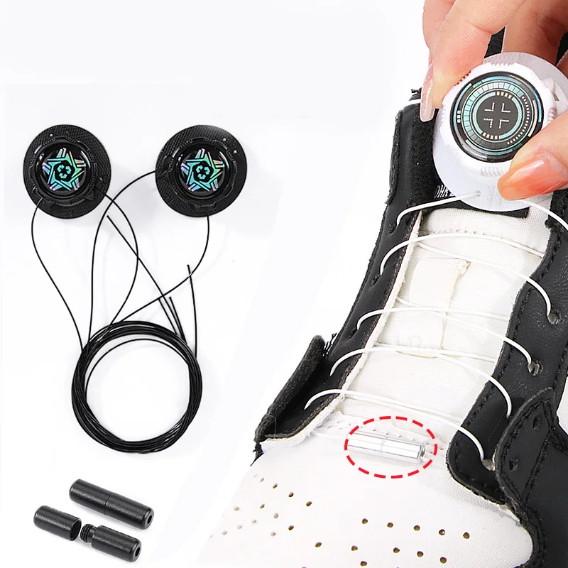 1 Pair Easy Fit Automatic Shoelaces Without Ties Swivel Buckle Elastic Shoe Laces for Sneakers Adults Kids Lazy No Tie Shoelace