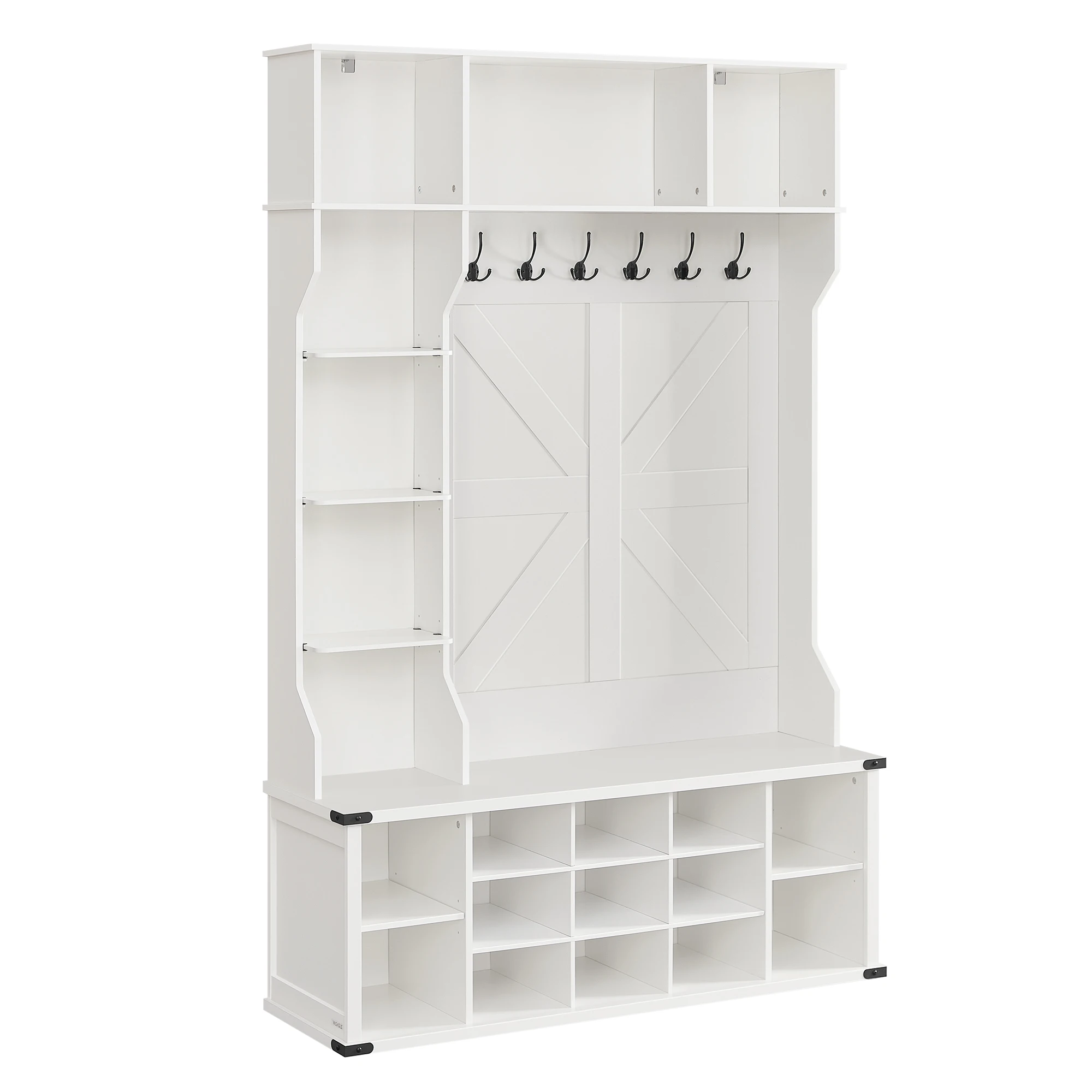 VASAGLE Kleiderständer, Garderobe, Eingangsmöbel mit Schuhregal, verstellbare Ablagen