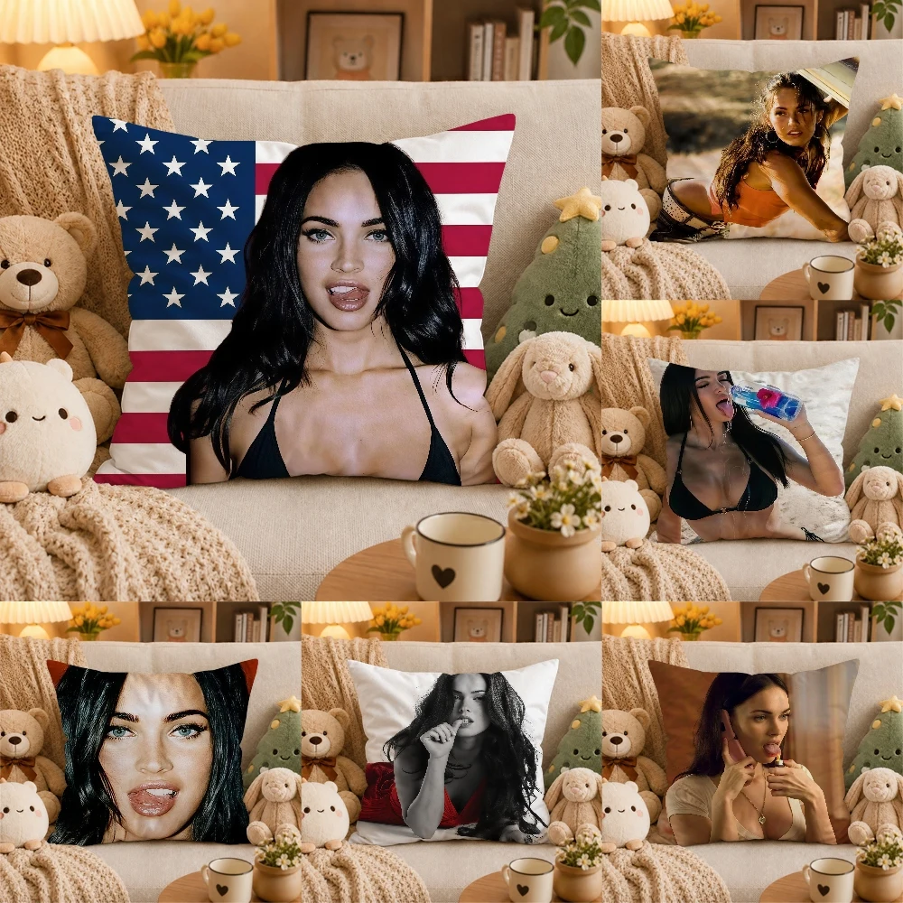 Actress M-Megan F-Fox AmericanPillow Case Plush Pillow Cases Home Decoration Pillow Cover for Sofa Bed Chair Living Room
