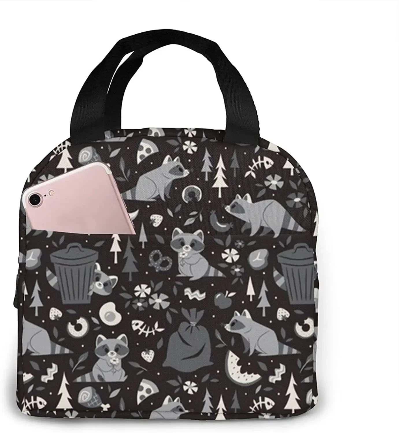 Raccoons Lunch Bag Tote Bag Lunch Bag for WomenMen Lunch Box Insulated Lunch Container, One Size