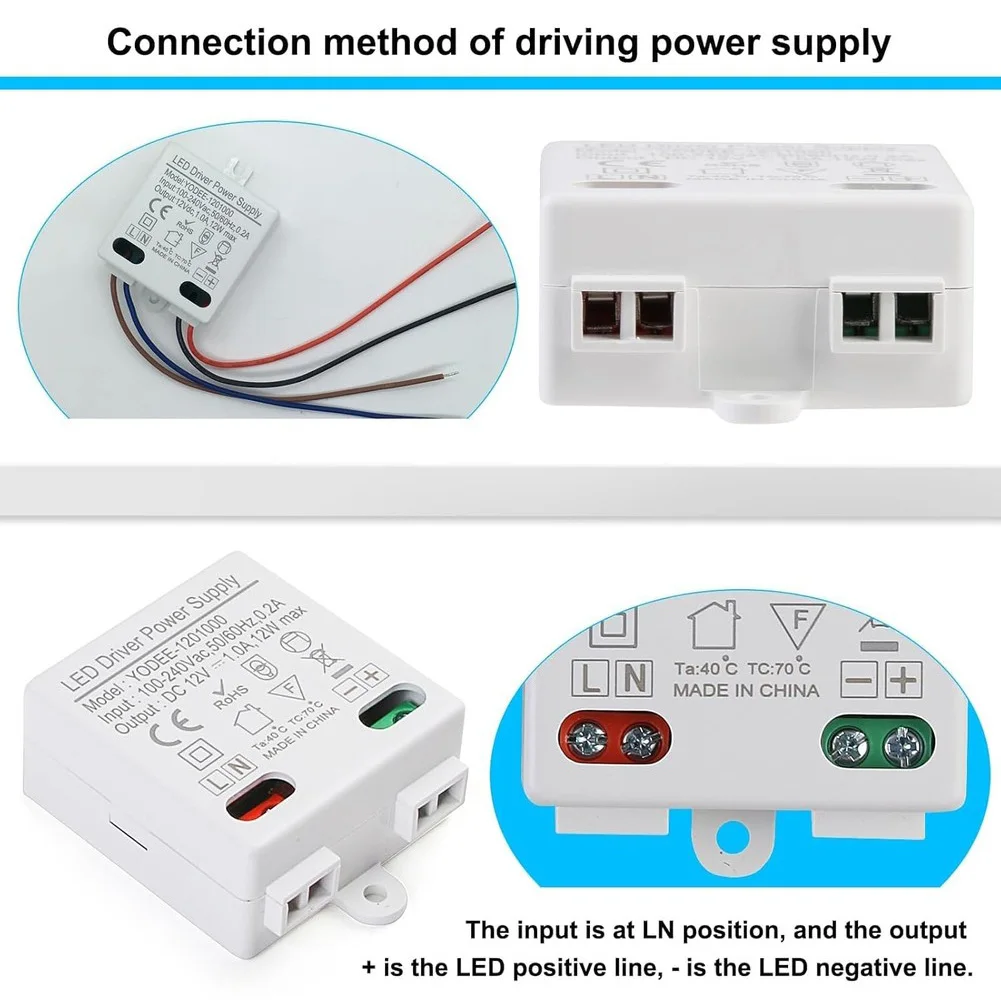 2PCS Compact 12W LED Power Supply Converter 100-240V to 12V for Cabinet and Strip Lights  Home Improvement Electrical Supplies
