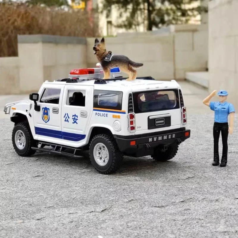 Metal Alloy Model car 1:24 HUMMER H2 car Off-road car Simulation Diecast  Sound Light Pull Back Collection Toy Gifts