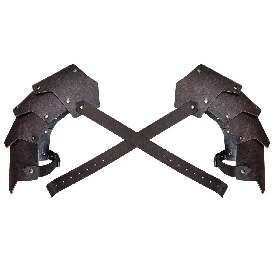Medieval Viking Warrior Shoulder Armor Gladiator Samurai Knight Pauldrons Gothic Steampunk PU Leather Belt Armor Cosplay Costume